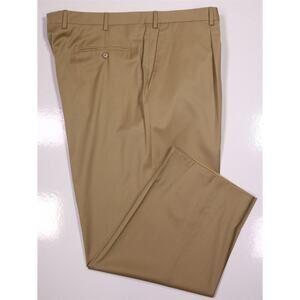 Brioni Current Solid Golden Tan Pleated Wool Dress Pants Trousers 42x27